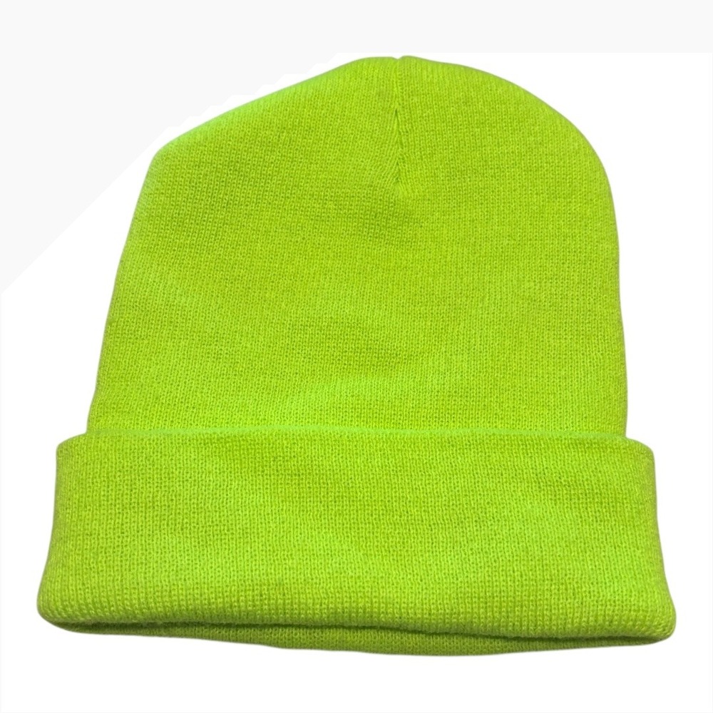 USABMX Bright Neon Yellow Knit Beanie Hat Black Logo Winter Warm - Picture 2 of 2